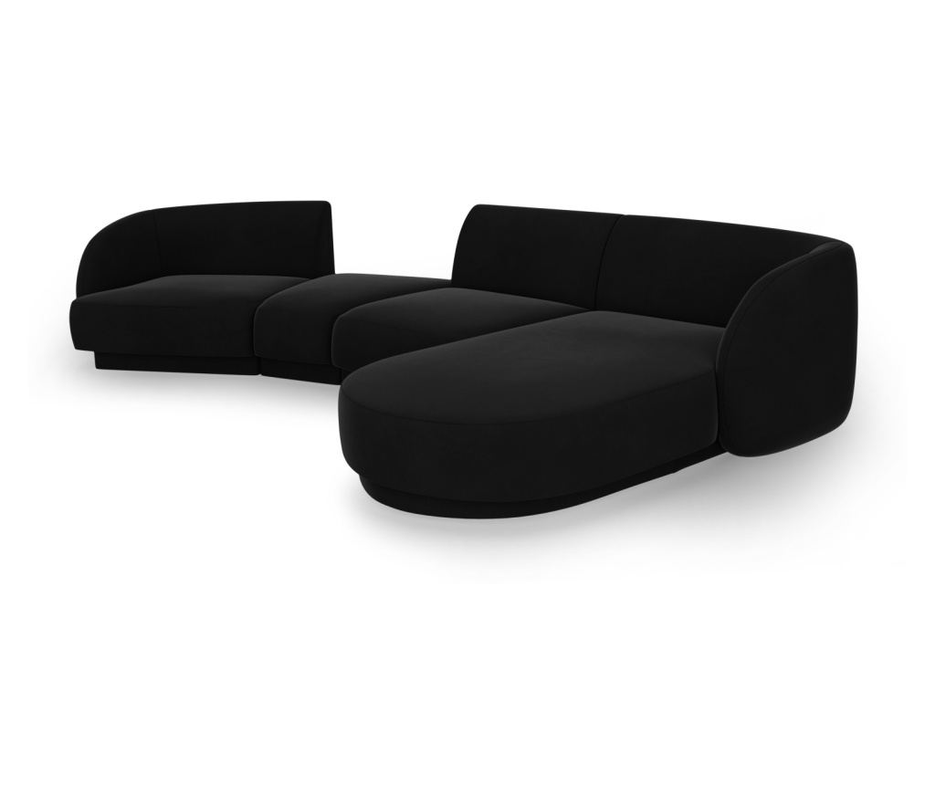 Moduláris sarokgarnitúra Micadoni Home 538518, Miley, fekete, 70x160x325 cm - 3