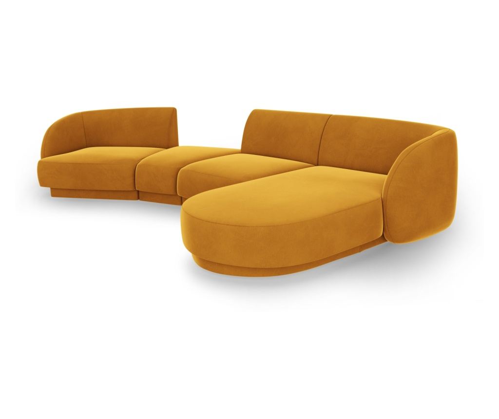 Moduláris sarokkanapé Micadoni Home 538518, Miley, sárga, 70x160x325 cm - 5