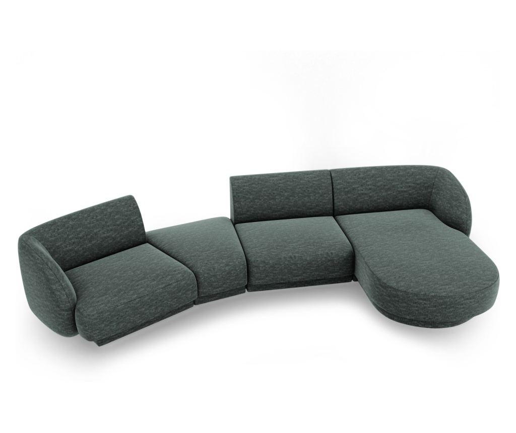 Moduláris sarokkanapé Micadoni Home 538518, Miley, Kék-zöld, 70x160x325 cm - 2
