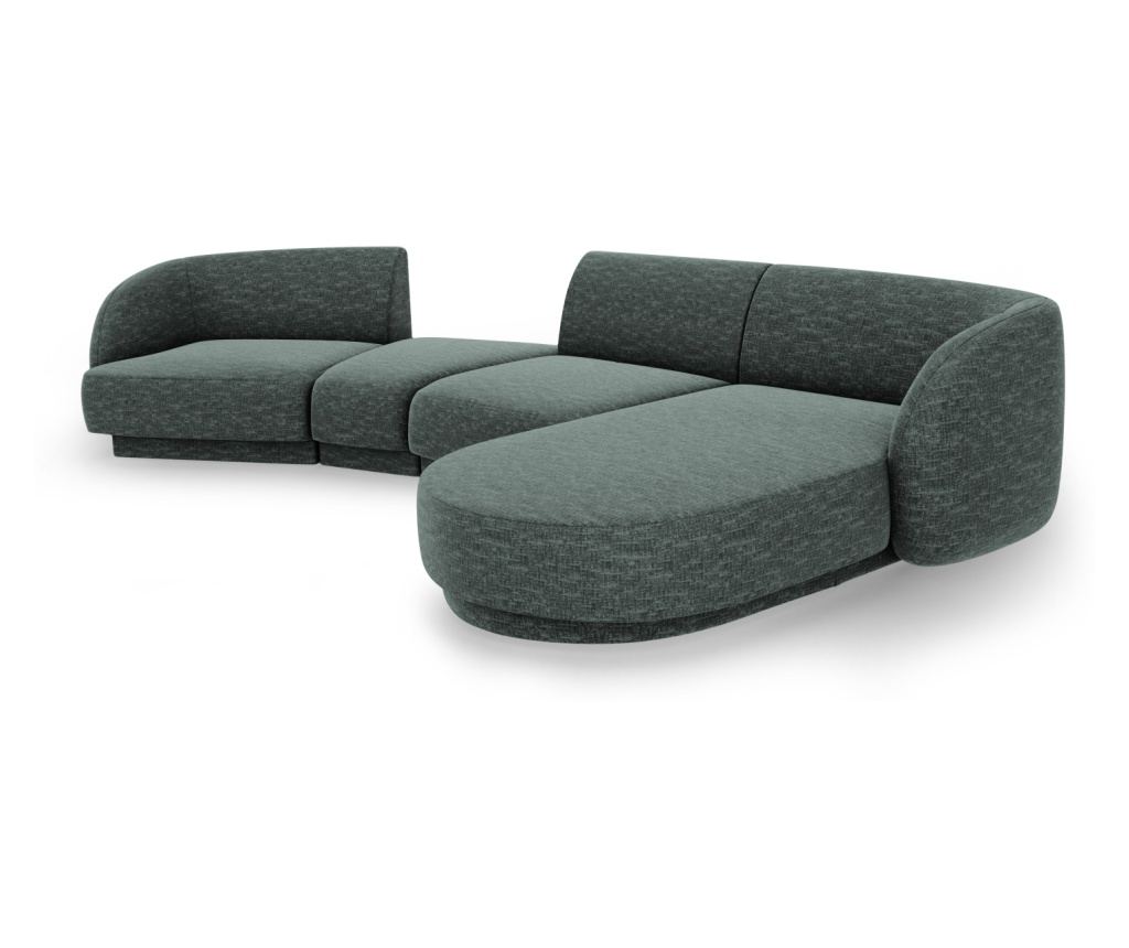 Moduláris sarokkanapé Micadoni Home 538518, Miley, Kék-zöld, 70x160x325 cm - 3
