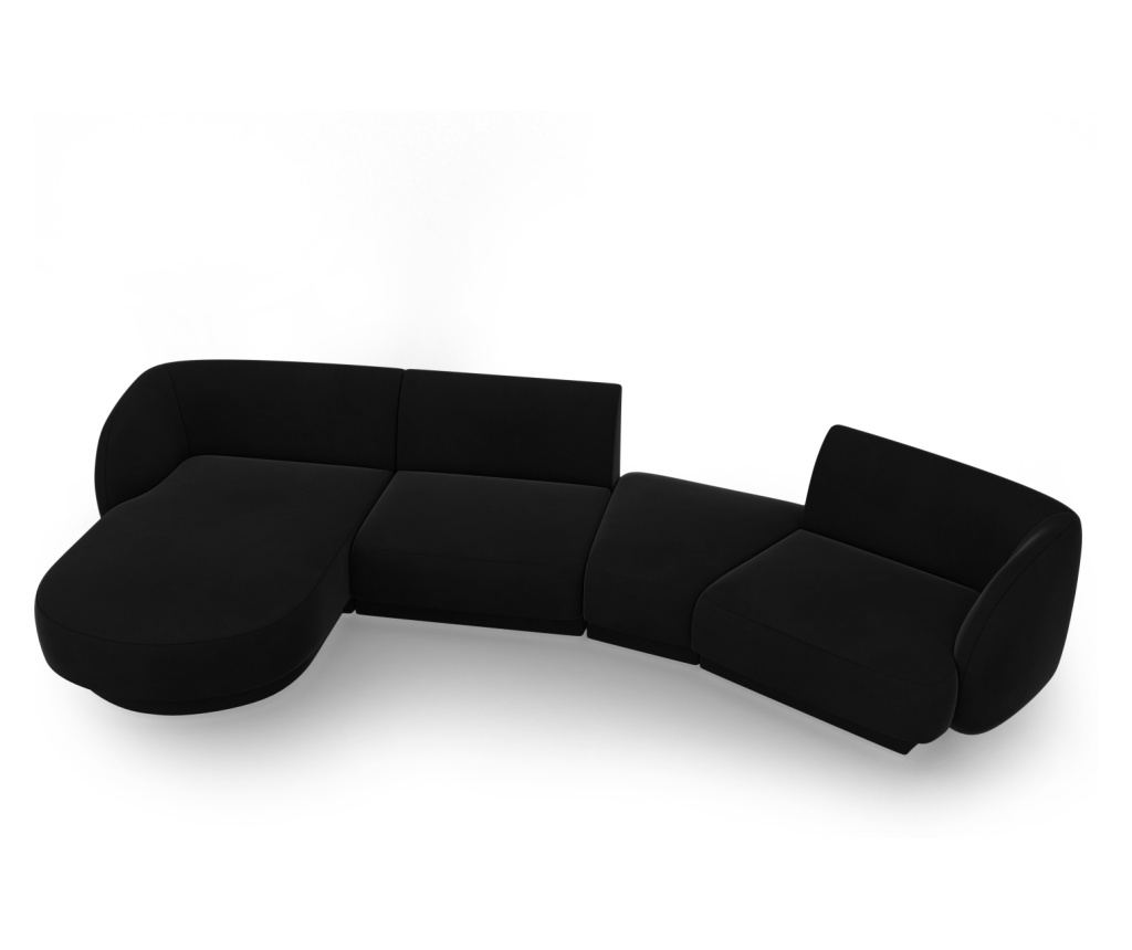 Moduláris sarokülőgarnitúra Micadoni Home 538518, Miley, fekete, 70x160x325 cm - 2