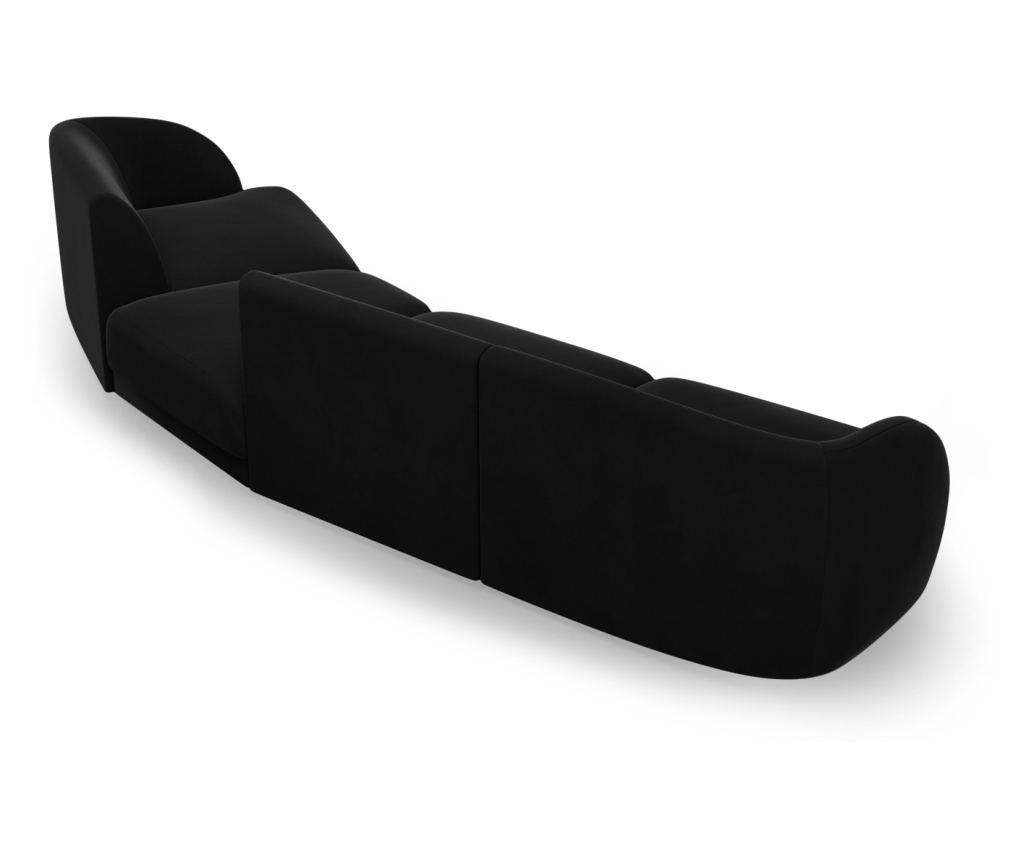 Moduláris sarokülés Micadoni Home 538548, Miley, fekete, 70x132x327 cm - 4