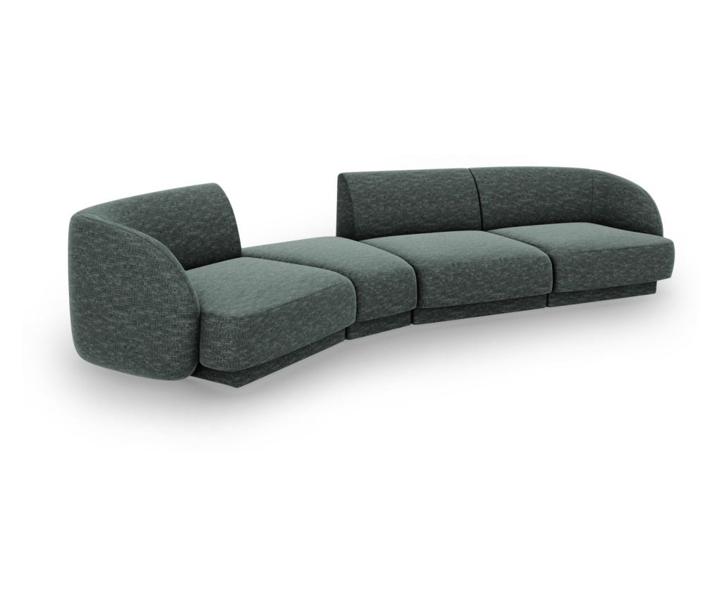 Moduláris sarokülőgarnitúra Micadoni Home 538548, Miley, Kék-zöld, 70x132x327 cm - 3