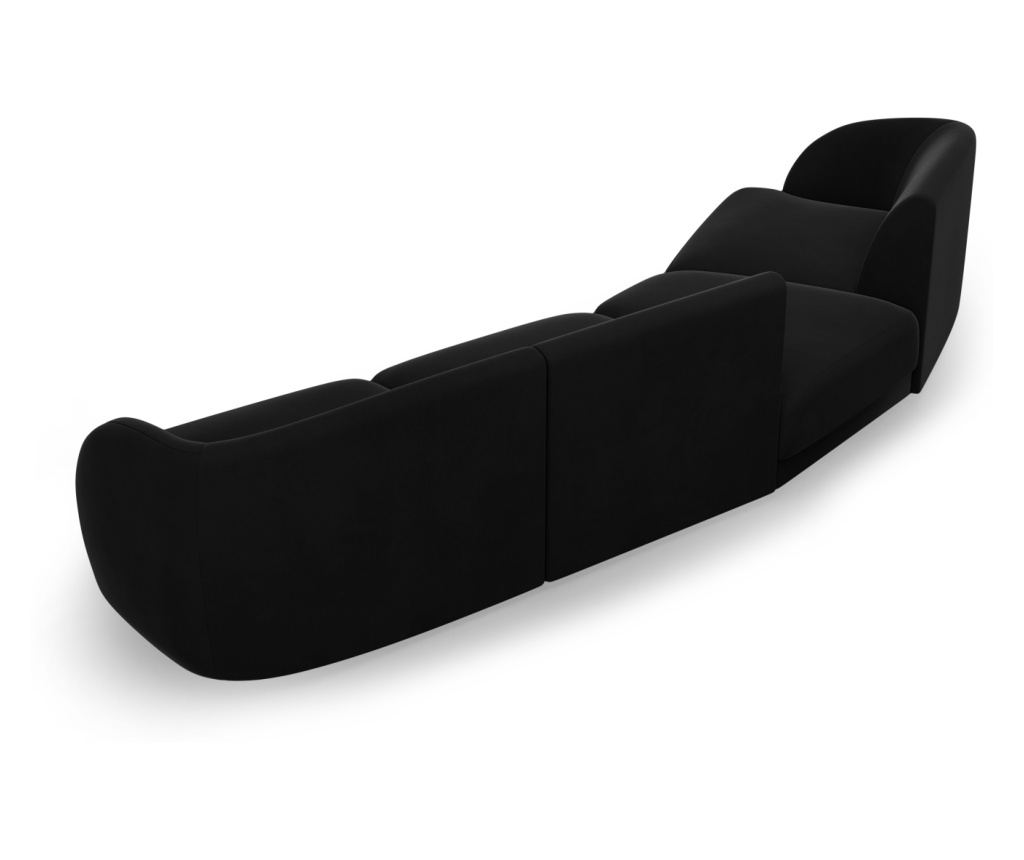 Moduláris sarokkanapé Micadoni Home 538548, Miley, fekete, 70x132x327 cm - 7