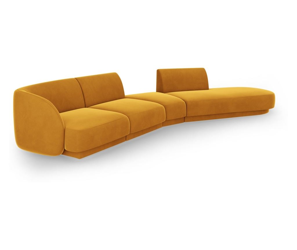 Moduláris sarokkanapé Micadoni Home 538578, Miley, sárga, 70x158x380 cm - 3