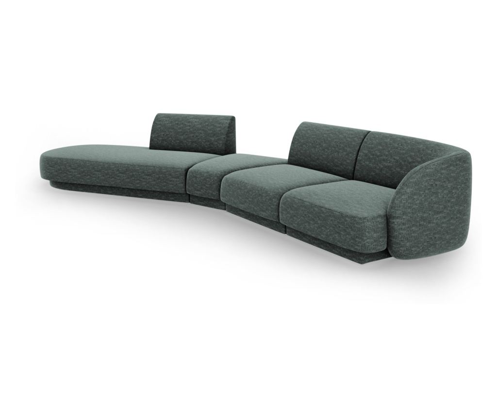 Moduláris sarokkanapé Micadoni Home 538578, Miley, Kék-zöld, 70x158x380 cm - 3