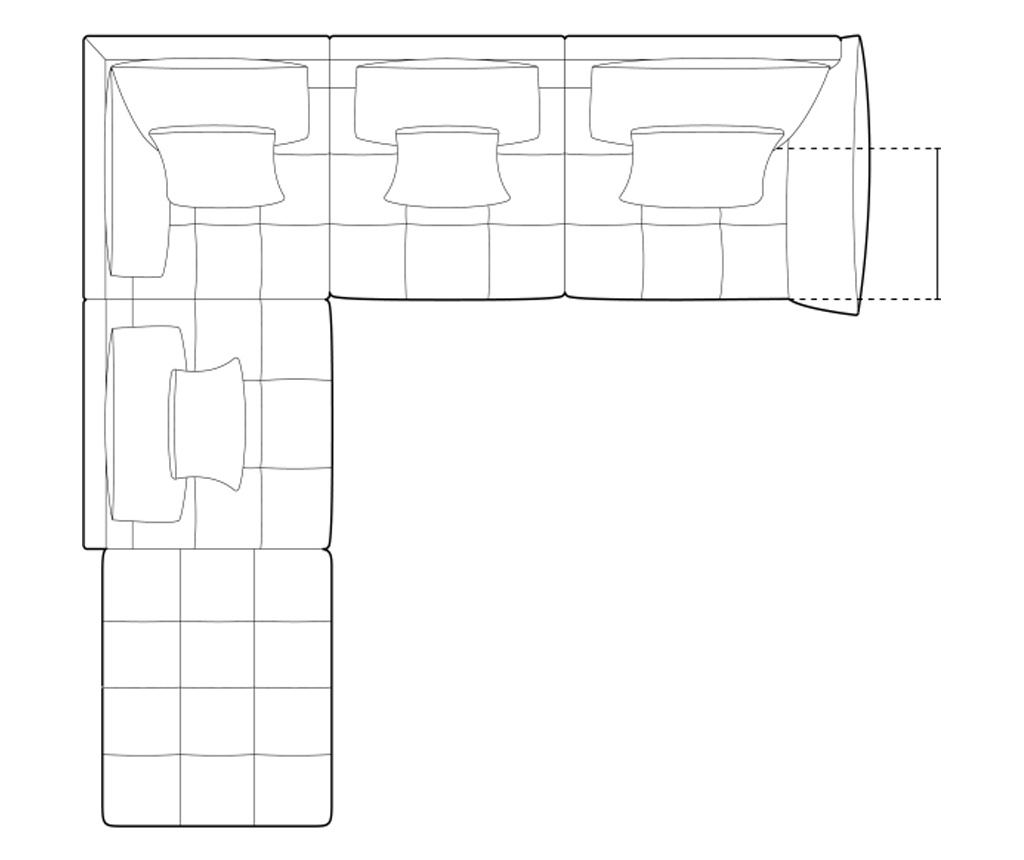 Moduláris sarokkanapé Micadoni Home 538645, Bloom, Sötétszürke, 95x310x316 cm - 5