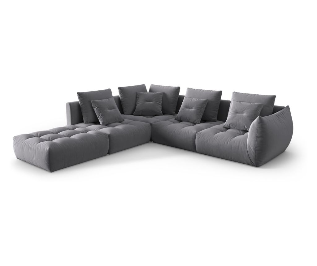Moduláris sarokkanapé Micadoni Home 538645, Bloom, Sötétszürke, 95x310x316 cm - 2