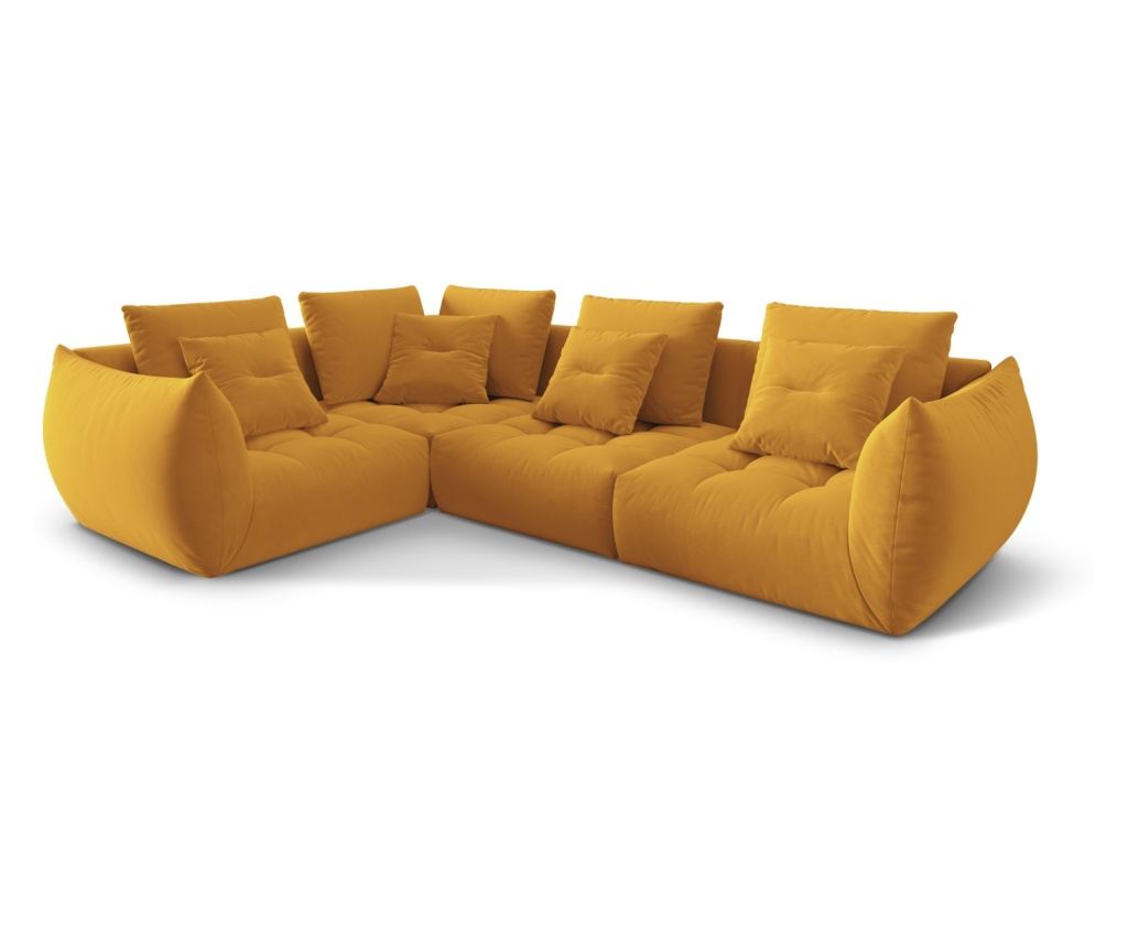 Moduláris sarokkanapé Micadoni Home 538653, Bloom, sárga, 95x216x316 cm - 2