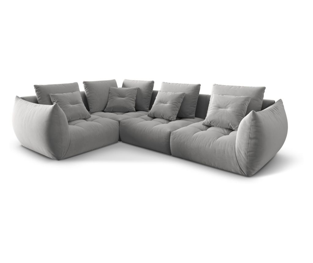 Moduláris sarokkanapé Micadoni Home 538653, Bloom, szürke, 95x216x316 cm - 2