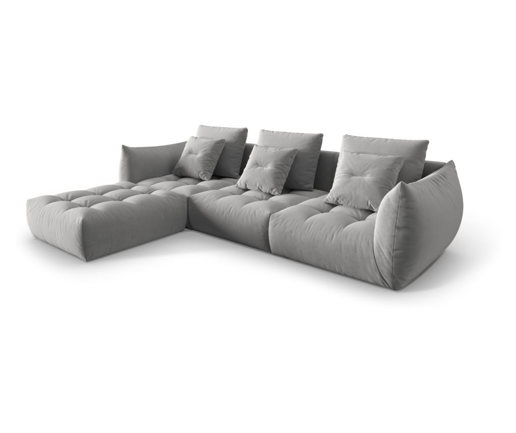 Moduláris sarokkanapé Micadoni Home 538667, Bloom, Szürke, 95x216x332 cm - 2