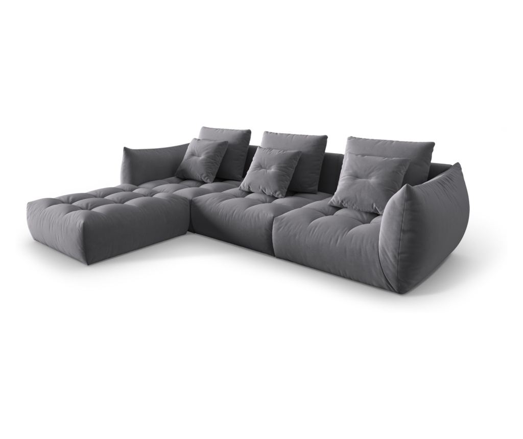 Moduláris sarokkanapé Micadoni Home 538667, Bloom, Sötétszürke, 95x216x332 cm - 2