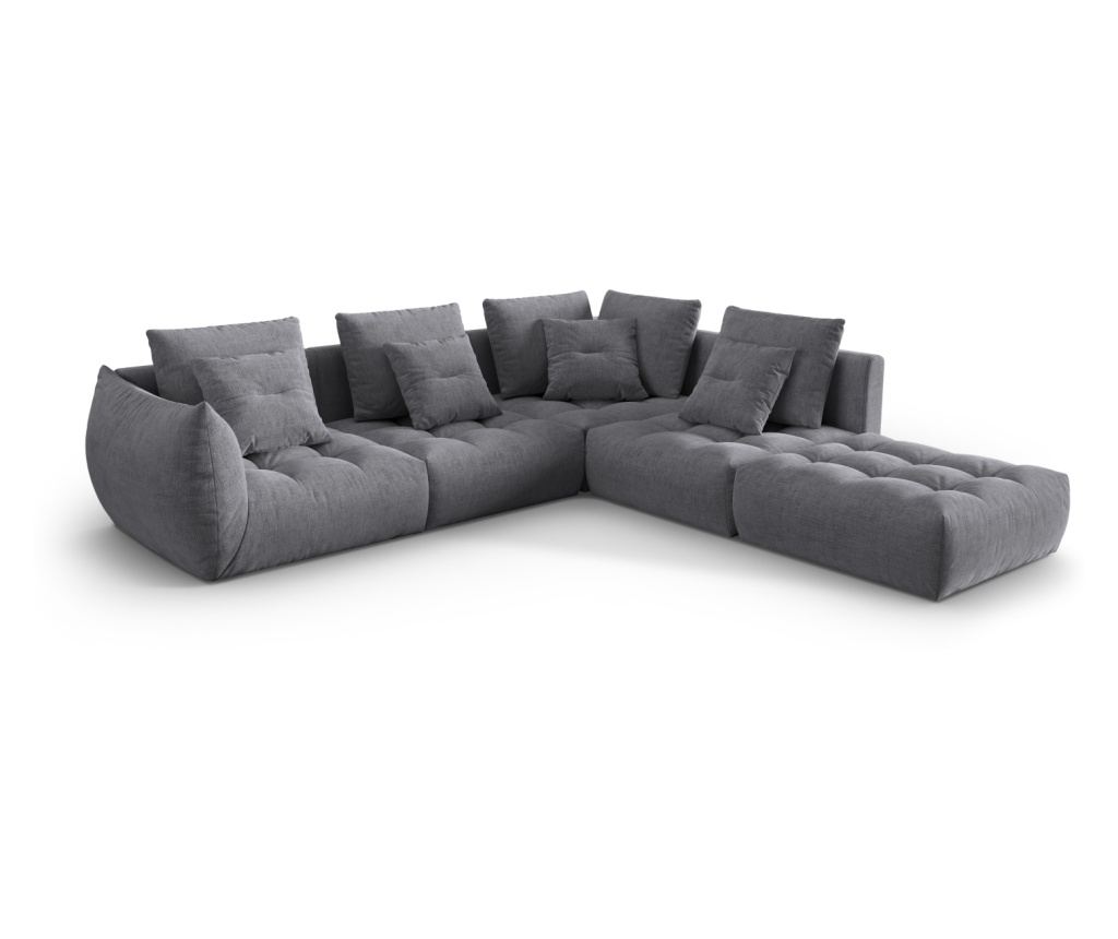 Moduláris sarokülés Micadoni Home 538645, Bloom, szürke, 95x310x316 cm - 2