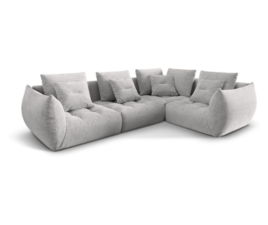 Moduláris sarokkanapé Micadoni Home 538653, Bloom, ezüst, 95x216x316 cm - 3