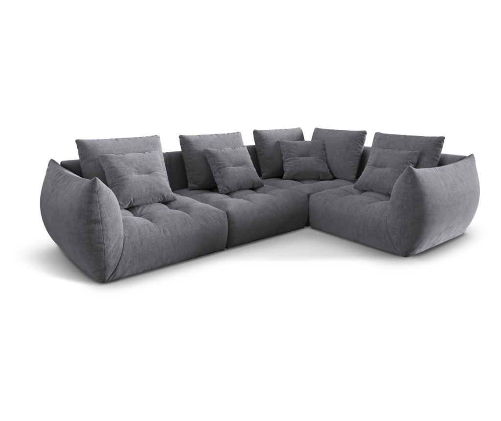 Moduláris sarokkanapé Micadoni Home 538653, Bloom, szürke, 95x216x316 cm - 2
