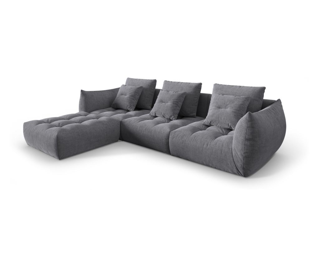 Moduláris sarokkanapé Micadoni Home 538667, Bloom, szürke, 95x216x332 cm - 2