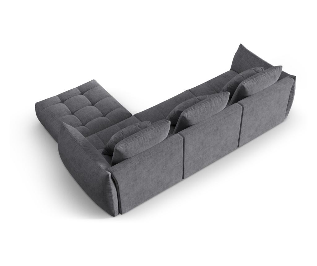 Moduláris sarokkanapé Micadoni Home 538667, Bloom, szürke, 95x216x332 cm - 3