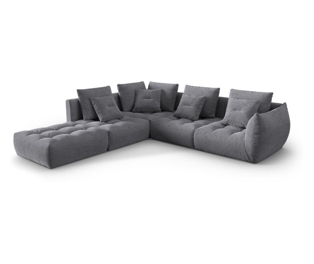 Moduláris sarokkanapé Micadoni Home 538645, Bloom, szürke, 95x310x316 cm - 2
