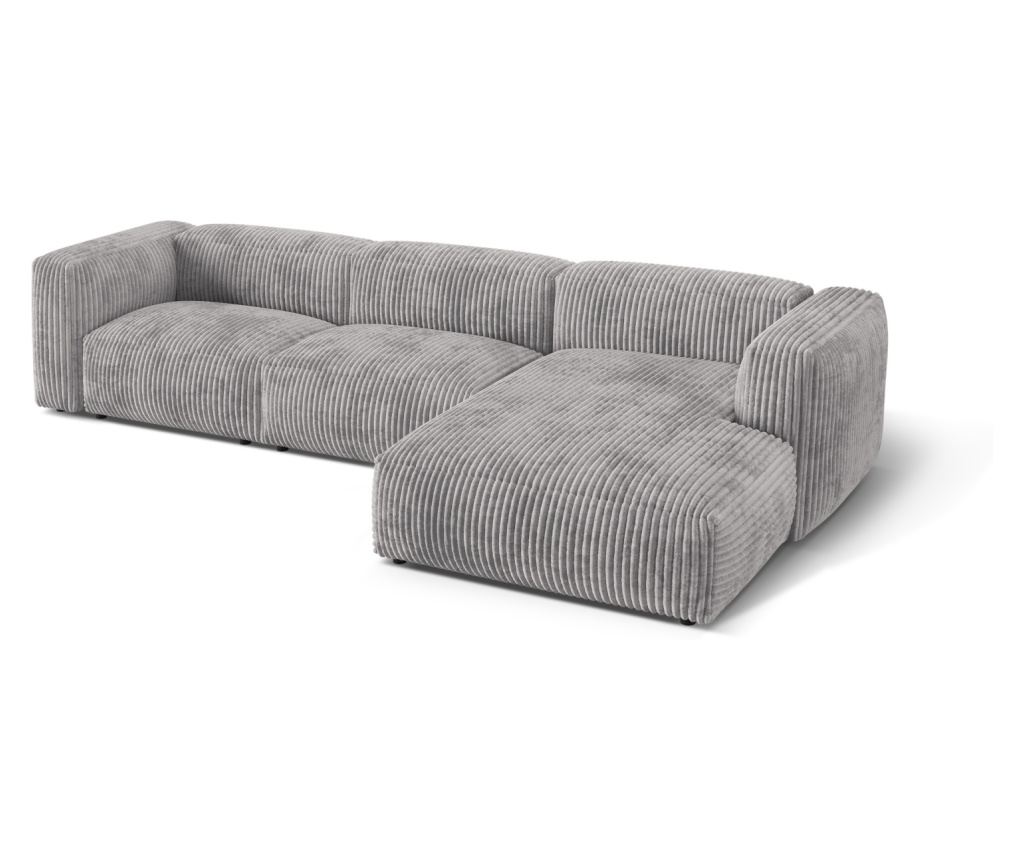 Micadoni Home Martina Модулен ъглов диван, Светлосив - 3