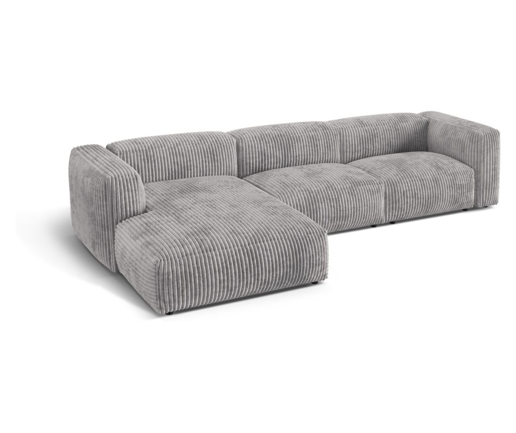 Moduláris sarokkanapé Micadoni Home 538996, Martina, világosszürke, 75x176x330 cm - 3