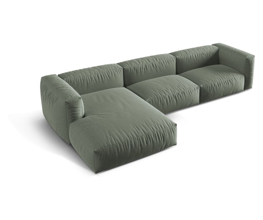 Moduláris sarokkanapé Micadoni Home 538996, Martina, mohazöld, 75x176x330 cm - 3