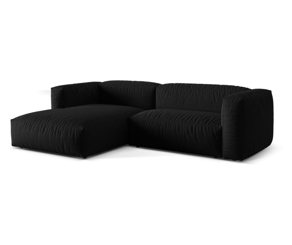 Moduláris sarokkanapé Micadoni Home 539032, Martina, fekete, 75x176x280 cm - 2