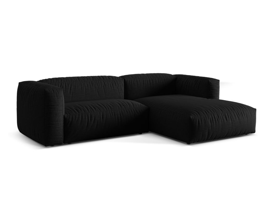 Moduláris sarokkanapé Micadoni Home 539032, Martina, fekete, 75x176x280 cm - 2