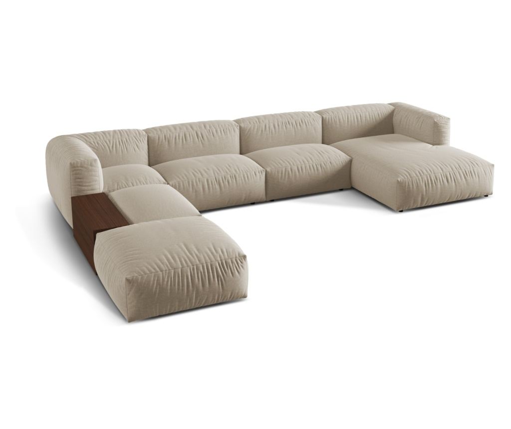 Moduláris U-alakú sarokülő garnitúra Micadoni Home 539068, Martina, világosbézs, 75x280x406 cm - 2