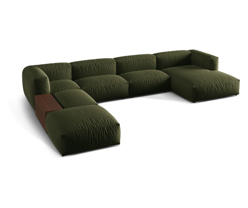 Moduláris U-alakú kanapé Micadoni Home 539068, Martina, zöld, 75x280x406 cm - 2