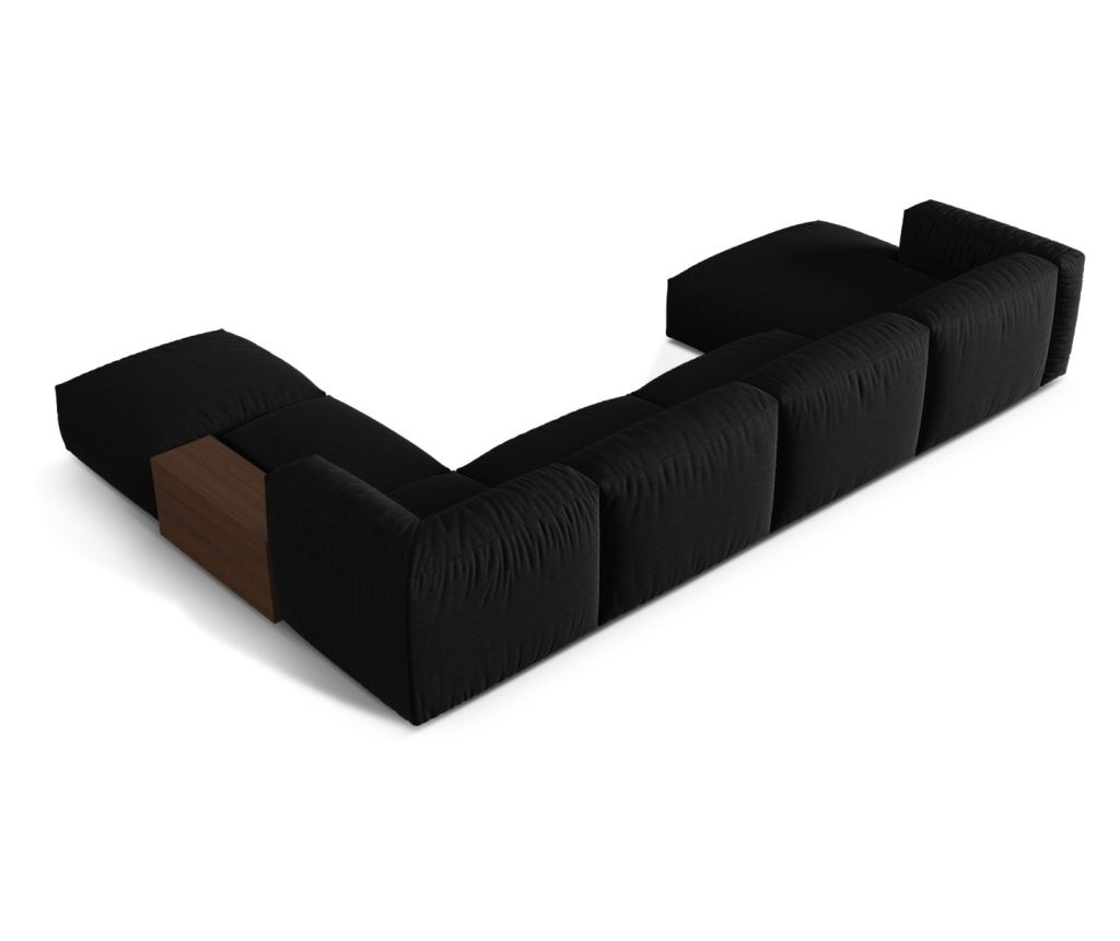 Moduláris U-alakú sarokülőgarnitúra Micadoni Home 539068, Martina, fekete, 75x280x406 cm - 5