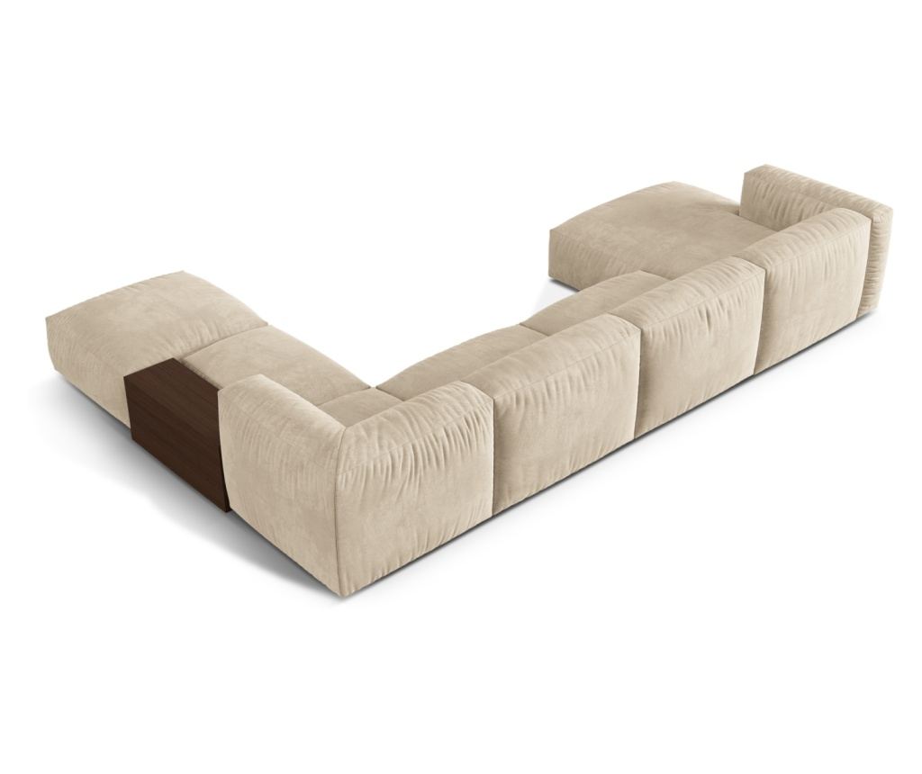 Moduláris U-alakú sarokülőgarnitúra Micadoni Home 539068, Martina, világosbézs, 75x280x406 cm - 3