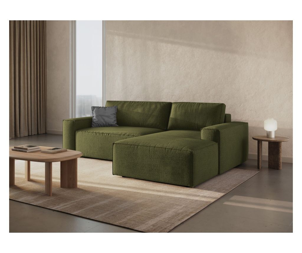 Sarokkanapé ággyá alakítható Micadoni Home 539418, Jodie, sötét olíva, 86x151x246 cm - 2