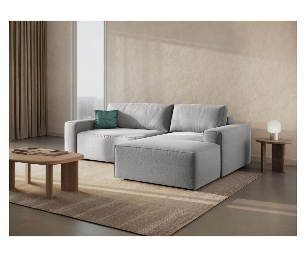 Sarokkanapéágy Micadoni Home 539418, Jodie, világosszürke, 86x151x246 cm - 2