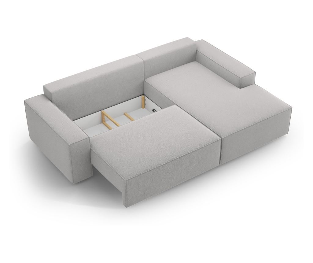Sarokkanapéágy Micadoni Home 539418, Jodie, világosszürke, 86x151x246 cm - 5