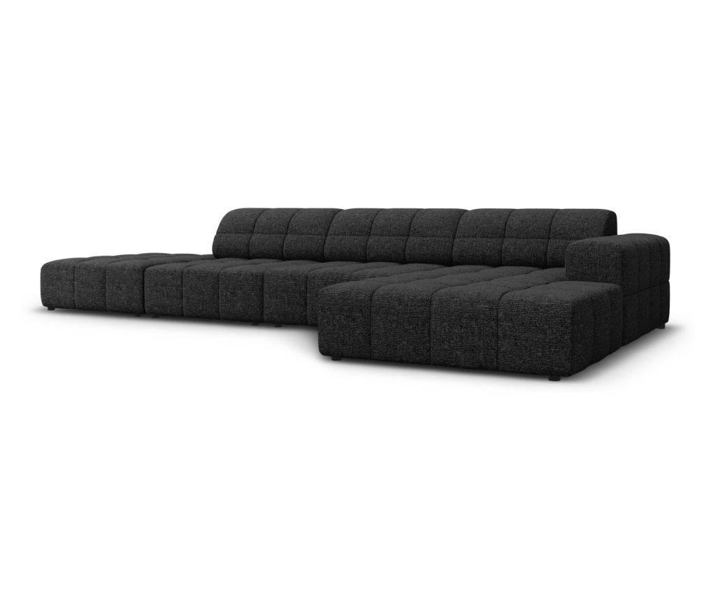 Sarokkanapé Micadoni Home 531111, Jennifer, Fekete, 70x166x341 cm - 2