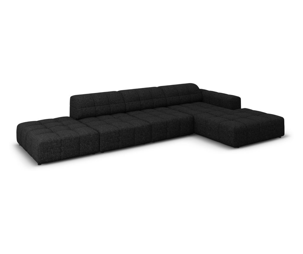 Sarokkanapé Micadoni Home 531111, Jennifer, Fekete, 70x166x341 cm - 3