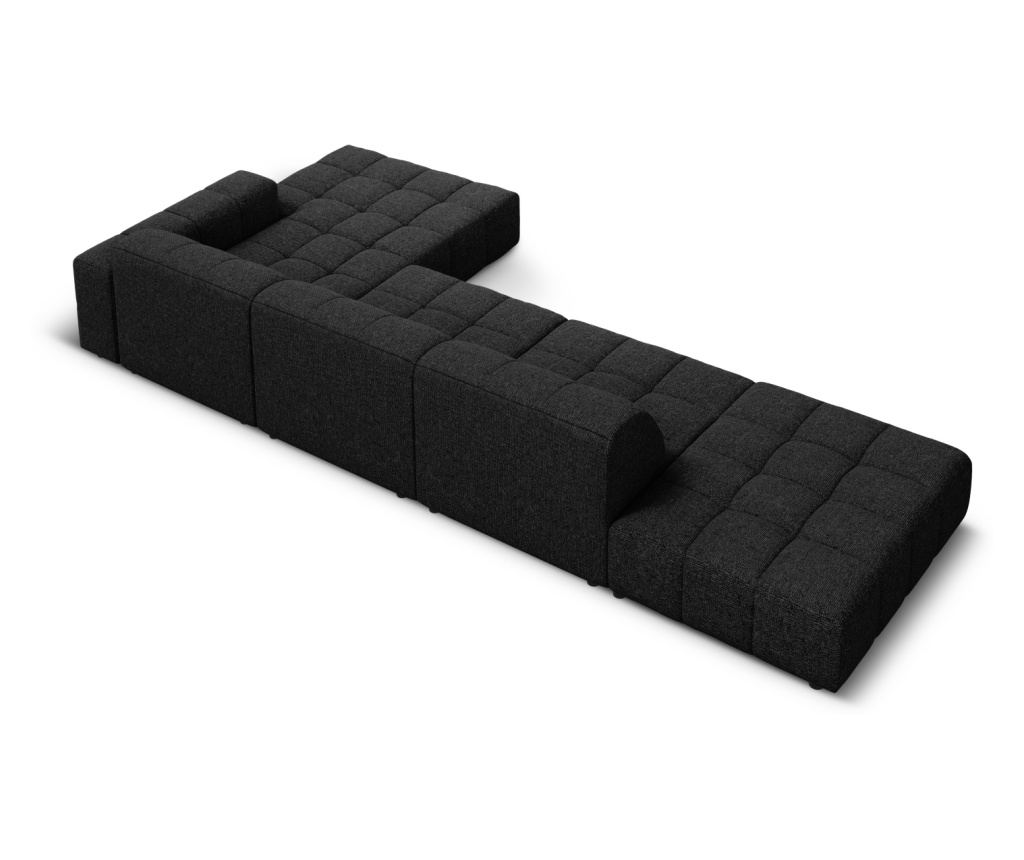 Sarokkanapé Micadoni Home 531111, Jennifer, Fekete, 70x166x341 cm - 4