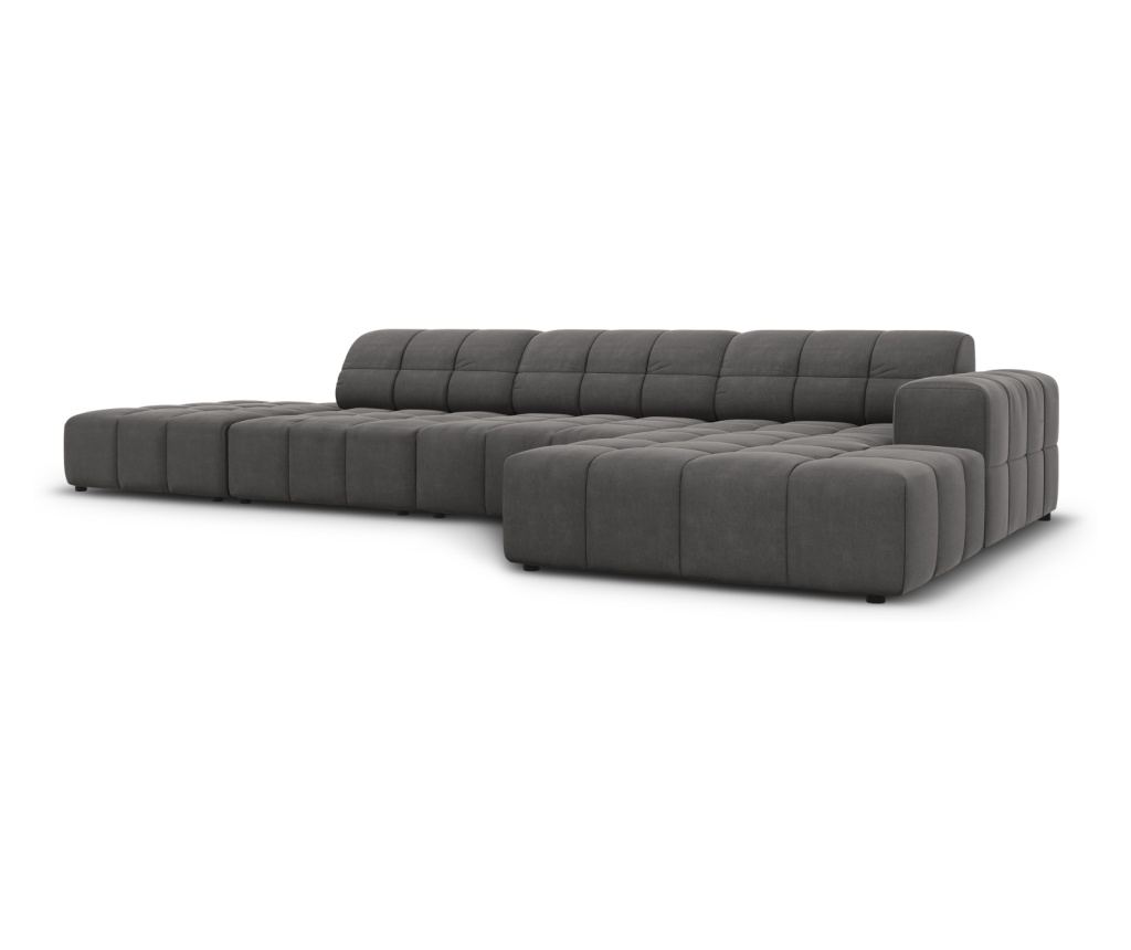 Sarokkanapé Micadoni Home 531111, Jennifer, Sötétszürke, 70x166x341 cm - 2