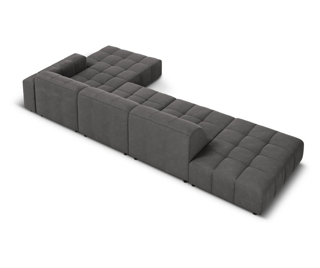 Sarokkanapé Micadoni Home 531111, Jennifer, Sötétszürke, 70x166x341 cm - 4