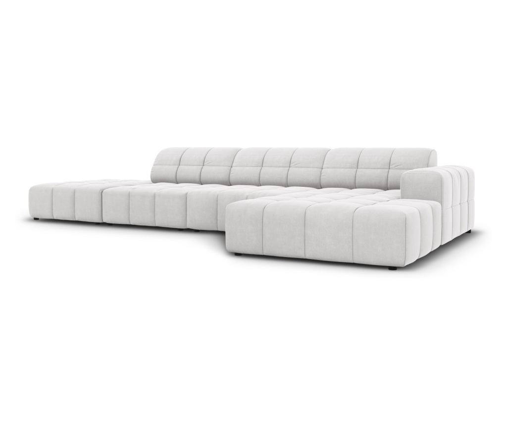 Sarokkanapé Micadoni Home 531111, Jennifer, Ezüst, 70x166x341 cm - 2