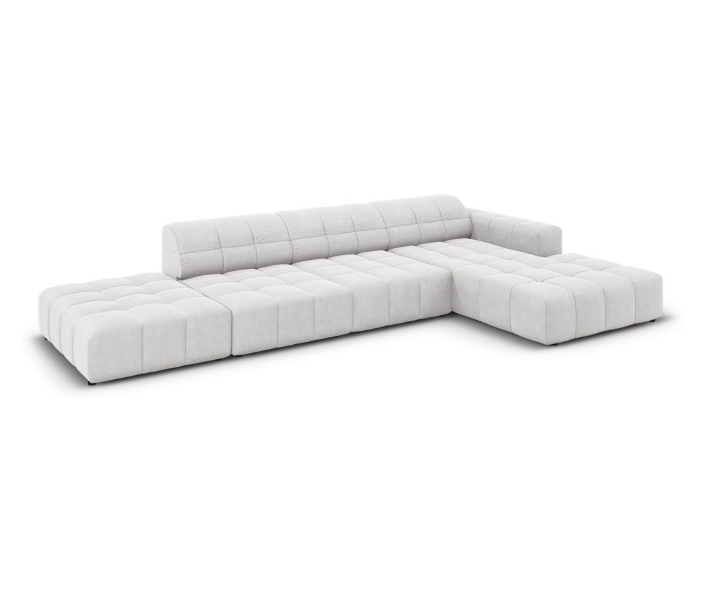 Sarokkanapé Micadoni Home 531111, Jennifer, Ezüst, 70x166x341 cm - 3