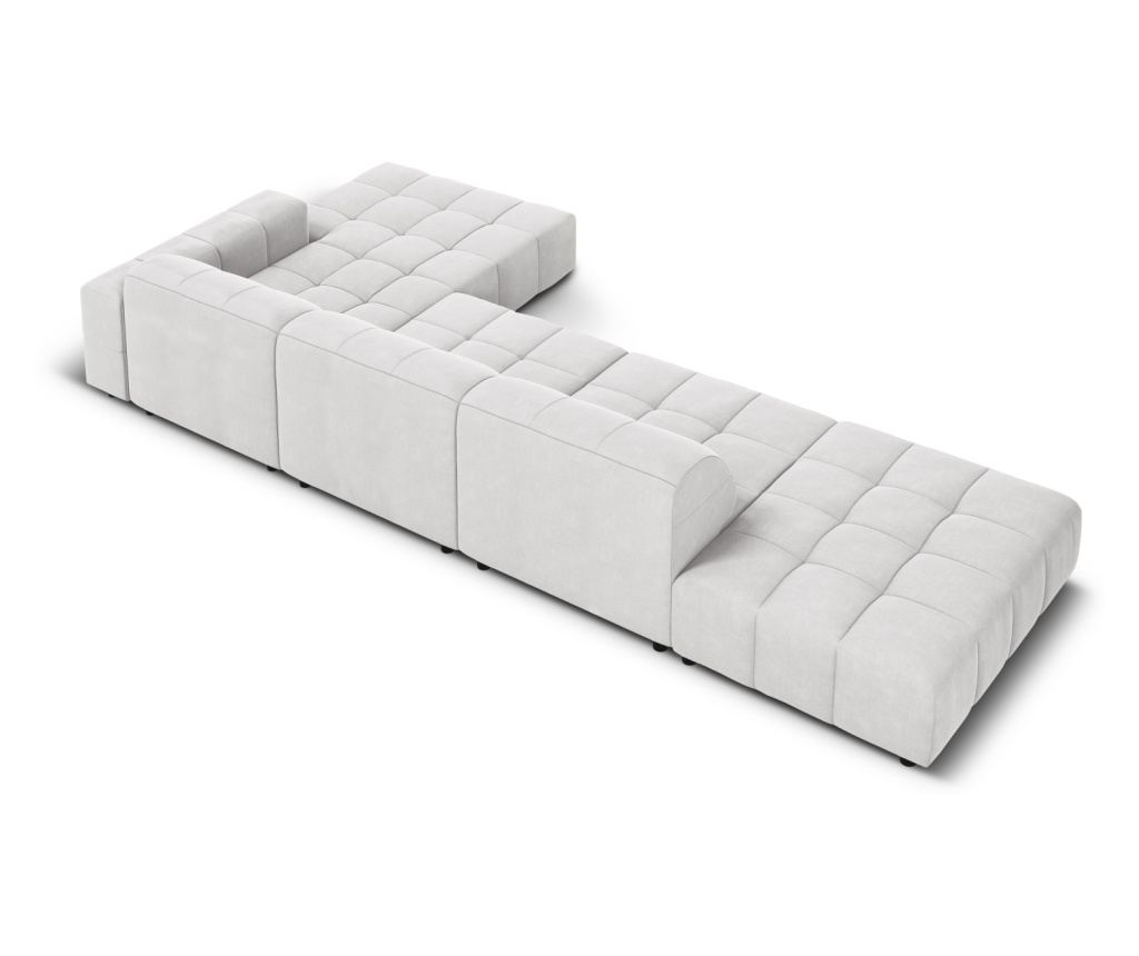 Sarokkanapé Micadoni Home 531111, Jennifer, Ezüst, 70x166x341 cm - 4