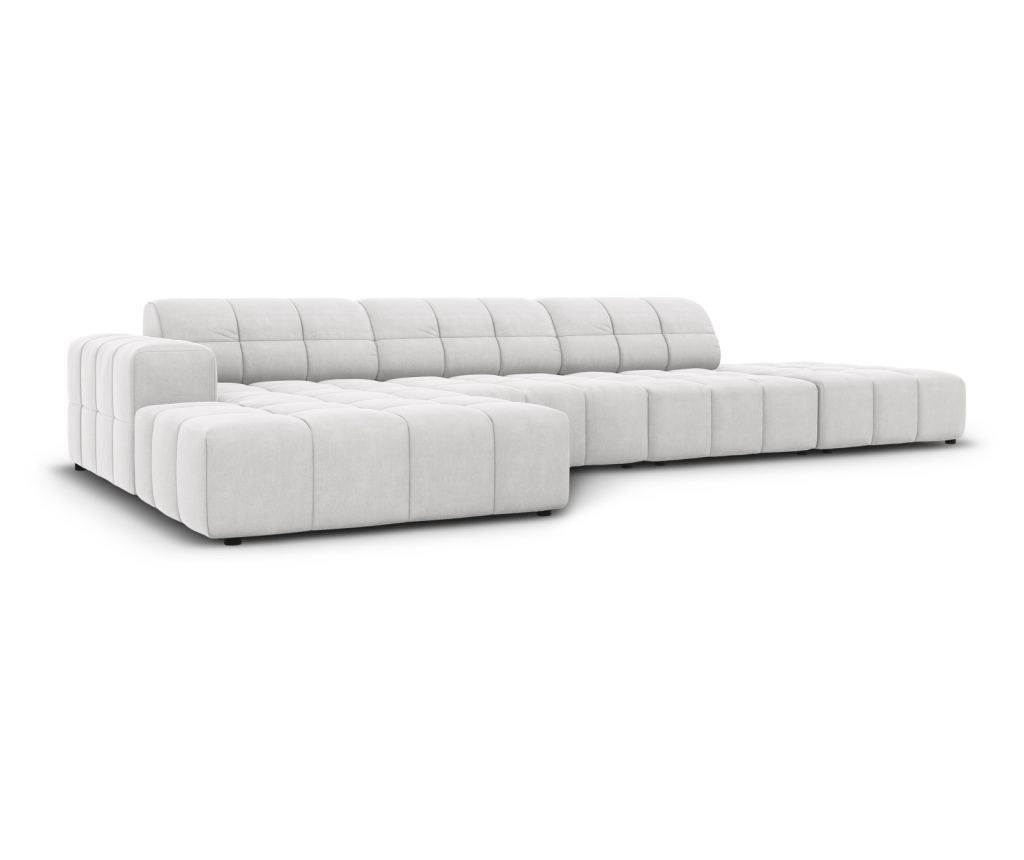 Sarokkanapé Micadoni Home 531111, Jennifer, Ezüst, 70x166x341 cm - 2