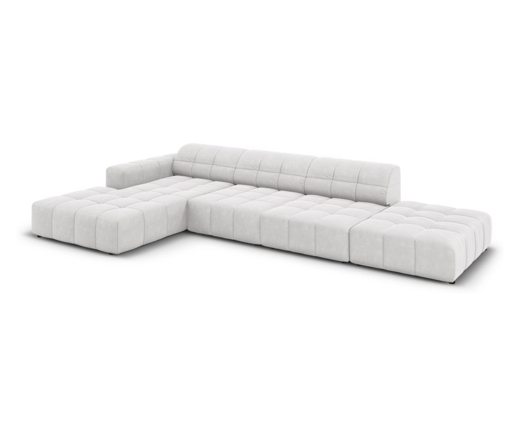 Sarokkanapé Micadoni Home 531111, Jennifer, Ezüst, 70x166x341 cm - 3