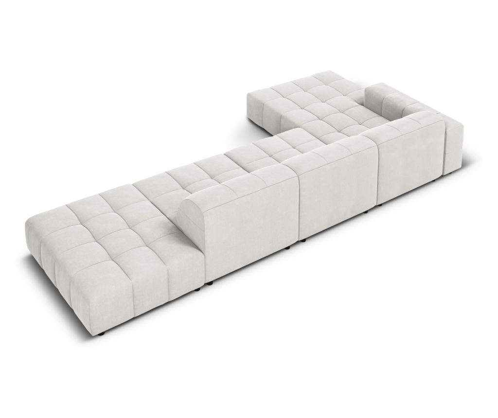 Sarokkanapé Micadoni Home 531111, Jennifer, Ezüst, 70x166x341 cm - 4