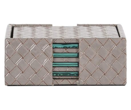Podstavek Vivi, Richmond Interiors, siv, kaljeno steklo, semiš, MDF, rexene