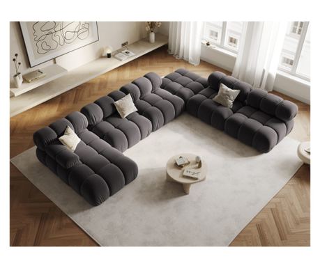 Modularna kutna garnitura Milo Casa 899181, Tropea, boja čelika, 70x282x376 cm