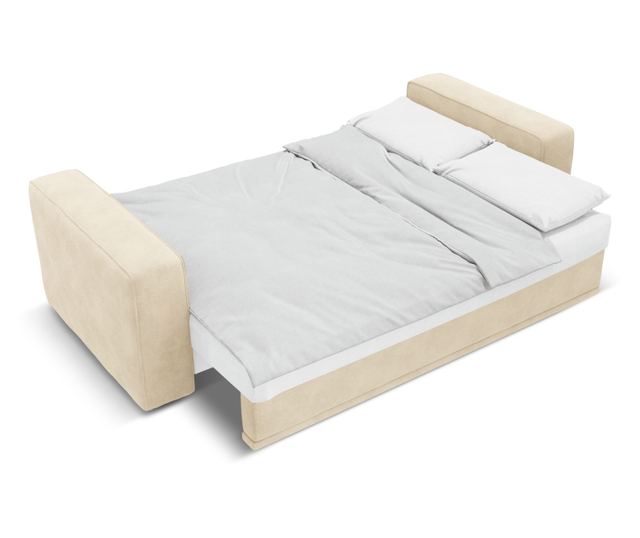 Mazzini Ribes Jasnobeżowa Sofa Narożna z Funkcją Spania