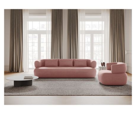 Windsor & Co 860758 Aldrin Szövetkanapé, Porrózsaszín, 73x90x226 cm
