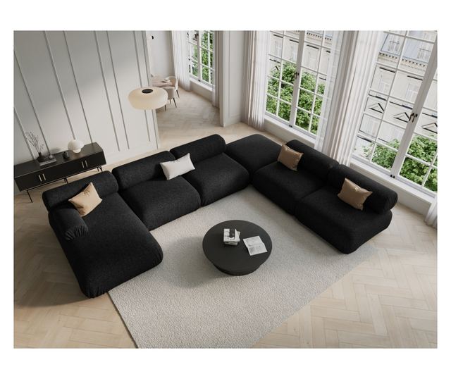 Ъглов модулен диван Windsor & Co Kepler, черен